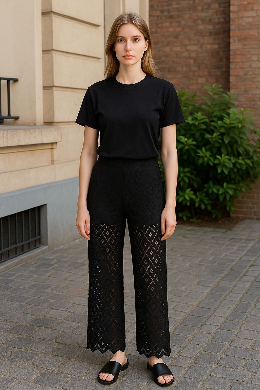 Boom Boom NEW Black Lace Pants Women L Sexy See Through Overlay Long Tall NWT - Picture 4 of 13